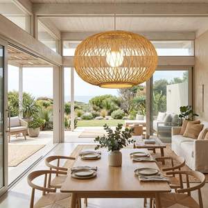 Abat-jour suspendu en bambou fait main de haute qualité, luminaire de plafond rustique pour la décoration intérieure de la maison et de l'hôtel - Product Image 1