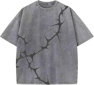 High-End 300GSM Drop Shoulder Acid Washed T-Shirt Unisex Vintage Distressed Custom Size Streetwear t shirts customize unisex - Product Image 4