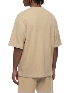 Camiseta de Hombre con Cuello Redondo y Manga Raglán, Tejido Waffle, Corte Holgado, Color Sólido, Informal, 100% Algodón Ecológico, Tela Jersey de 220g - Product Image 2