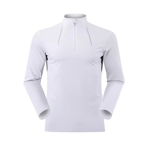 Camiseta de Compresión de Manga Larga Blanca para Hombre, Cuello Alto, Secado Rápido, Ajuste Deportivo, Tejido de Poliéster, Corte Ajustado - Product Image 2