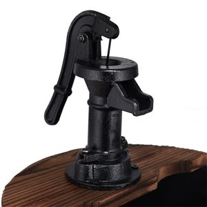 Fontana d'Acqua Rustica a 2 Livelli con Pompa Manuale, in Legno di Abete Resistente per Esterni, Giardini, Hotel e Parchi, Garanzia di 1 Anno - Product Image 4