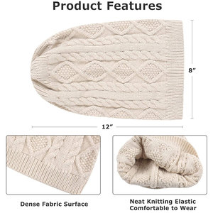 Custom Cable Knit Beanie <b>Winter</b> <b>Hat</b> Soft Warm Slouch Skull Cap For <b>Men</b> Women Unisex With Custom Logo - Product Image 4