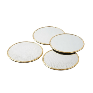 Custom Logo Luxury Round <b>Gold</b> Metal <b>Coasters</b> Stainless Steel Scalloped Edge Drink Cup Mat Heat Resistant <b>Coaster</b> Hot Sale - Product Image 3