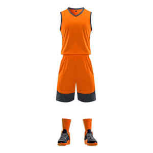 Custom <b>Orange</b> Sleeveless Basketball Uniform Set With Shorts And Shoes Moisture Wicking 100 Polyester Unisex Adult All Seasons - Product Image 1
