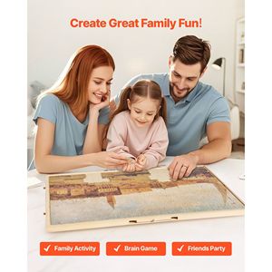Mesa de Madera Portátil de 40x29 cm con 5 Cajones, Cubierta para Rompecabezas Giratorio de 2000 Piezas, Accesorios para Rompecabezas Diseñados para Adultos - Product Image 6