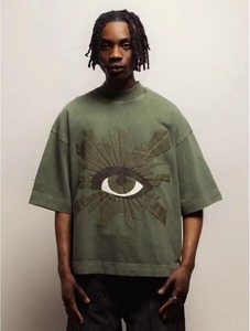 Wholesale New Unisex Oversized Cotton T-Shirt 240G Heavyweight Puff Printing <b>TShirt</b> Custom 3D Logo Tee Casual Streetwear for Men - Product Image 4