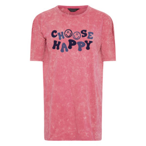 Camiseta de Manga Corta con Cuello Redondo y Estampado Tie Dye Rosa para Mujer, Corte Regular Informal, Algodón Jersey Ecológico - Product Image 1