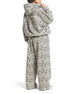 Women's Black White Leopard Print Fleece Tracksuit <b>Set</b> Oversized Pullover Hoodie Womens Wide Leg Jogger Pants Casual Streetwear - Product Image 2