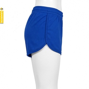 SAMAVIA Industry / Short de sport pour femme personnalisable, motif écossais bleu, taille mi-haute, coupe ajustée, en polyester tricoté, imperméable - Product Image 3