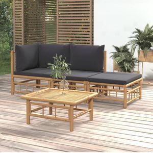 Ensemble de salon de jardin gris foncé avec bambou naturel pour l'aménagement extérieur - Product Image 1