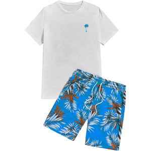 Casual Wear Men <b>Twin</b> <b>Sets</b> for Adults Hot Sale Product New Arrival Men Summer Short Sleeve T Shirts and Shorts Cotton Contrast - Product Image 3