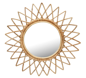 Vietnam Modern Rattan Floral Round <b>Mirror</b> Handmade <b>Wall</b> Decor - Product Image 1