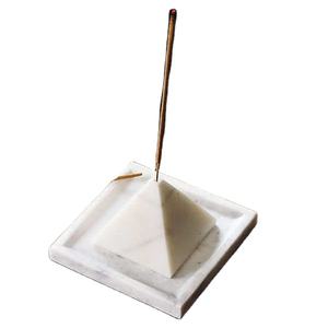 White marble pyramid <b>incense</b> <b>holder</b> handcrafted geometric agarbatti stand luxury stone <b>incense</b> burner minimalist <b>incense</b> <b>stick</b> - Product Image 1