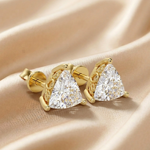 Luxury Screw <b>Back</b> Stud 2.00 Ct Trillion Cut Lab Grown Diamond IGI Certified <b>Earrings</b> 14K Pure Gold Solitaire Studs Fine Jewelry - Product Image 1
