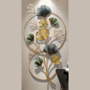 งานศิลปะติดผนังรูปใบแปะก๊วยหลากสีสันสไตล์โมเดิร์นมินิมอล ดีไซน์สีทองสวยงาม พร้อมปรับแต่งลวดลายได้ - Product Image 3