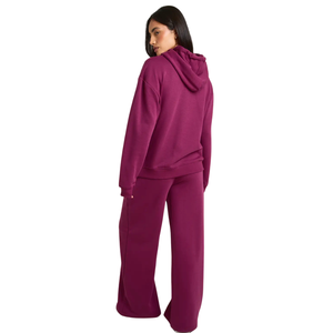 Women Pullover Hoodie Tracksuit <b>Set</b> Kangaroo Pocket Wide Leg Trouser Elastic Waist Relaxed Two Piece <b>Loungewear</b> Outfit Wholesale - Product Image 2