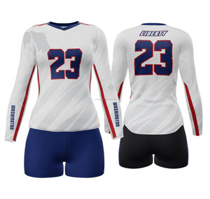 Ensemble uniforme de volley-ball pour femmes nom d'équipe personnalisé Logo imprimé séchage rapide Spandex tissu extensible ensemble de tenue de sport - Product Image 4