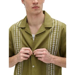 เสื้อเชิ้ตผู้ชายทรงหลวมทันสมัยปักลายติดกระดุม แขนสั้นใส่สบายสไตล์ลำลอง - Product Image 2