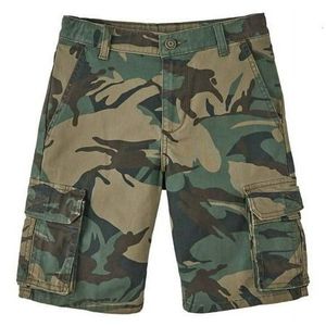 Camouflage Cargo Shorts Men 100% Cotton Mid Rise Elastic Waist Button Fly Utility <b>Summer</b> <b>Pants</b> - Product Image 2