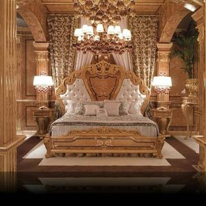 ชุดห้องนอนไม้สักสไตล์พระราชวังอินเดีย แกะสลักอย่างประณีต หรูหราด้วยสีทอง เตียงขนาดใหญ่พร้อมที่เก็บของ ดีไซน์โบราณแบบดั้งเดิม - Product Image 3