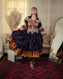 Hot Selling Wedding & Party Premium Quality Afghan Kuchi <b>Dresses</b> For Women Embroidery <b>Ruffles</b> Knee Length Afghan Kuchi <b>Dress</b> - Product Image 5