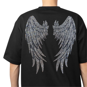 T-shirts en jersey 100% coton 280 g/m² avec design personnalisé en strass, imprimé graphique respirant, col rond surdimensionné pour hommes - Product Image 4