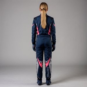 Combinaison de course pour femme KhumBro à manches longues, bleu marine et rose, respirante, professionnelle, pour pilote de karting, toutes saisons - Product Image 2