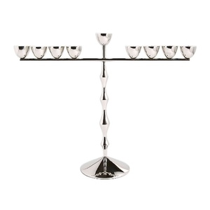Porte-bougie en métal chromé poli perlé - Product Image 1