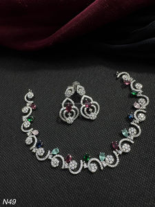 Ensemble de bijoux de mariée en diamant américain classique Collier et boucles d'oreilles en deux pièces pour mariage Style classique à la mode - Product Image 4