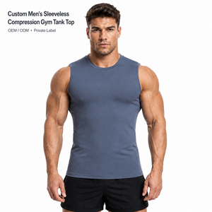 Camiseta Deportiva de Compresión sin Mangas para Hombre, Personalizada, para Gimnasio, Entrenamiento, Capa Base Deportiva, Marca Privada OEM - Product Image 6