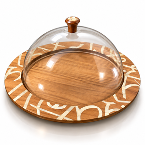 Bone Inlay Wooden <b>Chocolate</b> Server Set with Silver Hammered Domes for Hotels <b>Weddings</b> & Event Custom Sizes & Colors Available - Product Image 4