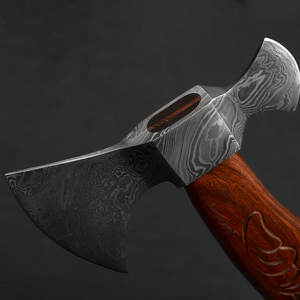 Hacha de doble cabeza de Damasco, de acero con patrón de lujo, hecha a mano, herramienta para exteriores, camping, caza y carpintería. - Product Image 5