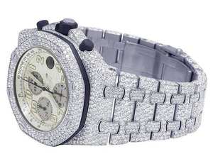 Bijoux noirs de l'océan A.P. Montre chronographe à quartz en acier inoxydable, style Crone célèbre, avec diamants Moissanite VVS, style Hip Hop Bling - Product Image 3