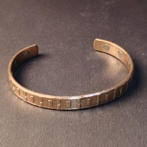 Modern Grid Pattern Copper <b>Bracelet</b> - Stylish Pure Copper Healing Cuff - <b>Men</b>’s Executive Therapy Bangle for Energy & Pain Relief - Product Image 2