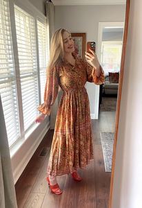 Femmes filles pur coton Maxi robe indien bloc imprimé décontracté été soirée à la mode nouvelle vente en gros longue robe mi-longue - Product Image 5