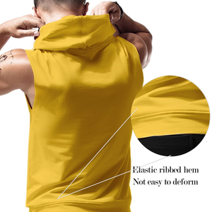Débardeur à capuche pour homme, style décontracté, respirant, tricoté, personnalisable, en mélange de coton, idéal pour la gym et le fitness - Product Image 2