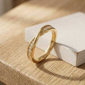 New <b>Stacked</b> <b>Ring</b> Round Brilliant Cut Lab Grown Diamond <b>Ring</b> in 10K 14K 18K Solid Gold Color E Clarity VVS Stackable Wedding Band - Product Image 4