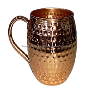 Taza de cobre puro martillada con asa y acabado pulido para beber y uso en la cocina, taza de cobre a prueba de fugas - Product Image 1
