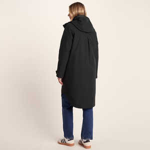 Veste de pluie imperméable à capuche noire mi-longue pour femme avec poches, manteau d'extérieur pour femme - Product Image 6