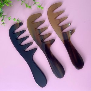 Professional Handmade Horn Hair <b>Comb</b> Natural Static Free <b>Wide</b> Tooth <b>Comb</b> for Curly Hair Beard Grooming and Scalp Massage - Product Image 3