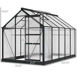 Kit Serra in Alluminio per Esterni 6FT X 10FT X 7FT con Policarbonato Resistente e Porta di Ventilazione per Giardino, Colore Verde - Product Image 3