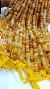 ลูกปัดควอตซ์สีเหลืองธรรมชาติทรงรอนเดลล์เรียบขนาด 8 มม. จำหน่ายเป็นเส้นยาว 8 นิ้ว - Product Image 6