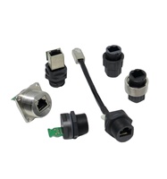 Konektor Panel Mount RJ45 RJ45 8P8C IP67 Berpelindung 1 Gbps 1.5A Tahan Air Cat5e Kabel Harness Elektronik