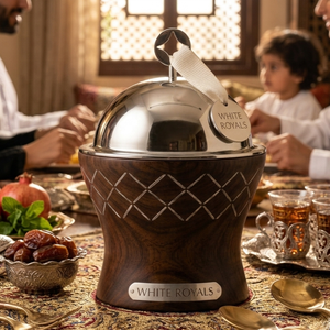 Olla Moderna Geométrica Tallada en Madera con Revestimiento de Acero Inoxidable, Aislada, para Mantener la Comida Caliente, Tipo Buffet, para Oriente Medio - Product Image 5