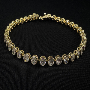 Pulsera de Diamantes Ovalados de 10.04 CT en Oro Amarillo de 14K, Joyería Fina de Lujo, Pulsera para Aniversario de Bodas - Product Image 1