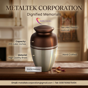 Top Quality Brass Cremation Urn Handmade Green Silver Decorative Memorial Jar Large Adult Funeral Vessel Customized Colour Urns - Product Image 3