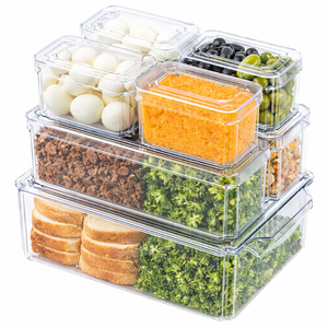 Fridge <b>Container</b> Storage Set <b>Clear</b> Plastic Refrigerator Organizer Boxes Stackable Storage <b>Containers</b> for Kitchen Fridge - Product Image 1