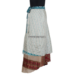 Faldas de seda Indo-Occidentales 2026 - Faldas de seda de dos capas - Faldas indias al por mayor en línea para mujer - Mágica falda india estilo gitano - Product Image 3