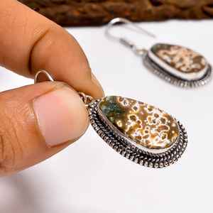 Boucles d'oreilles Ocean c en argent sterling 925, style bohème, faites à la main, avec pierres précieuses, cadeau pour femmes et filles - Product Image 6