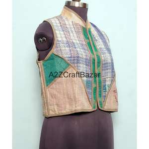 Chaqueta de Mujer 100% Algodón Puro Kantha, Acolchada, Transpirable, Estampada, con Patrón Floral Vintage, para Primavera/Otoño - Product Image 4